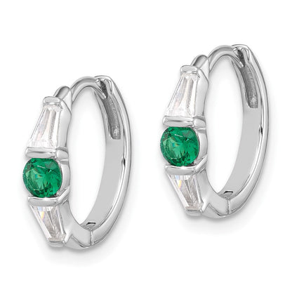 Sterlingsilber Rhodiniert Grün/white Zirkonia Klappbar Creolen