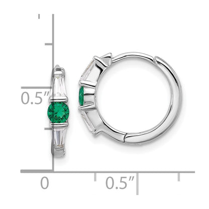 Sterlingsilber Rhodiniert Grün/white Zirkonia Klappbar Creolen