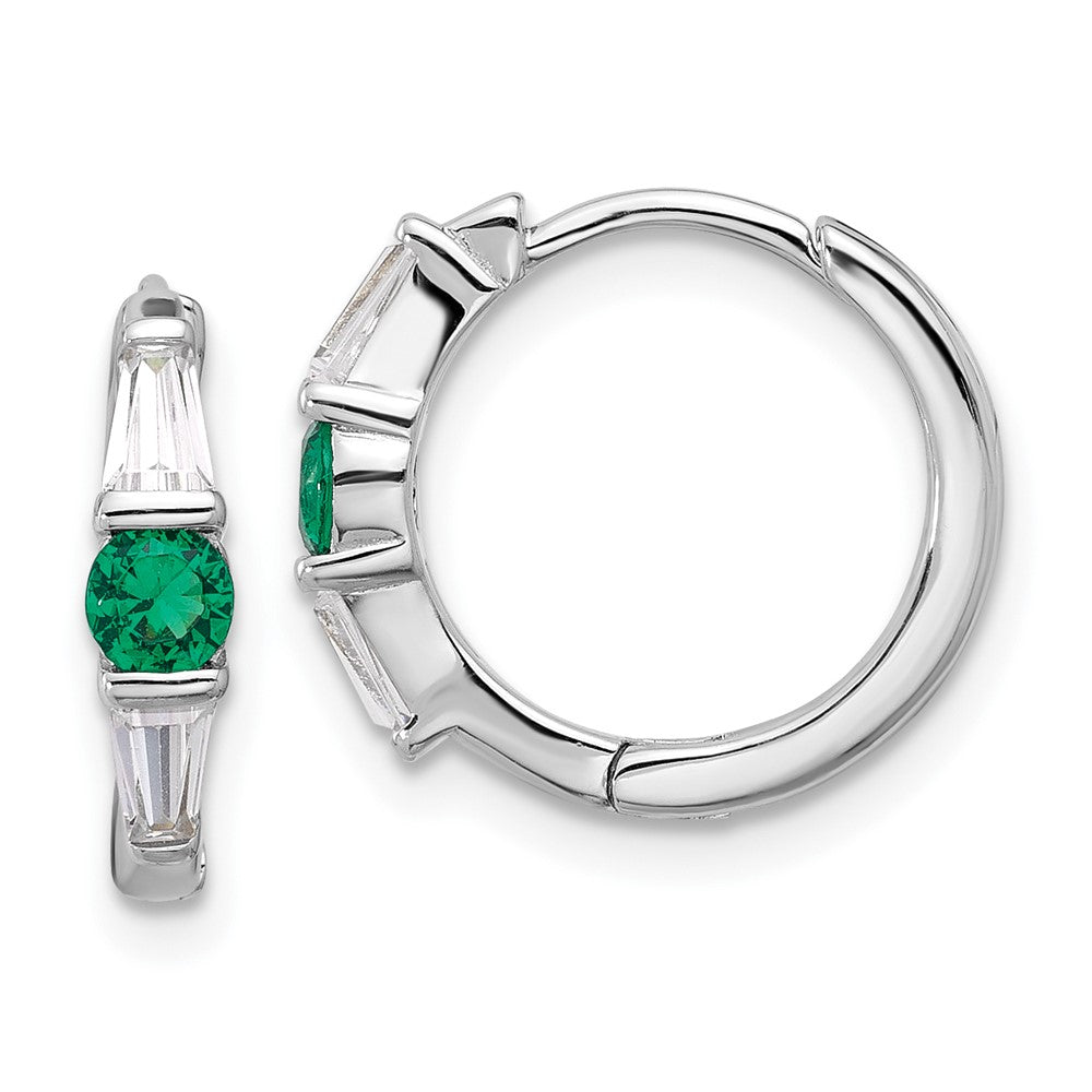Sterlingsilber Rhodiniert Grün/white Zirkonia Klappbar Creolen