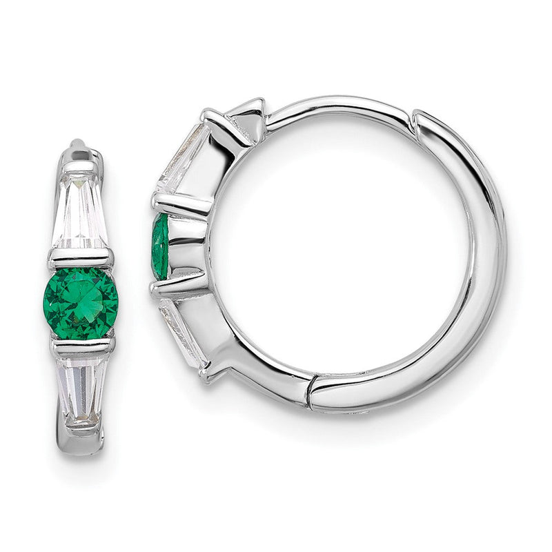 Sterlingsilber Rhodiniert Grün/white Zirkonia Klappbar Creolen