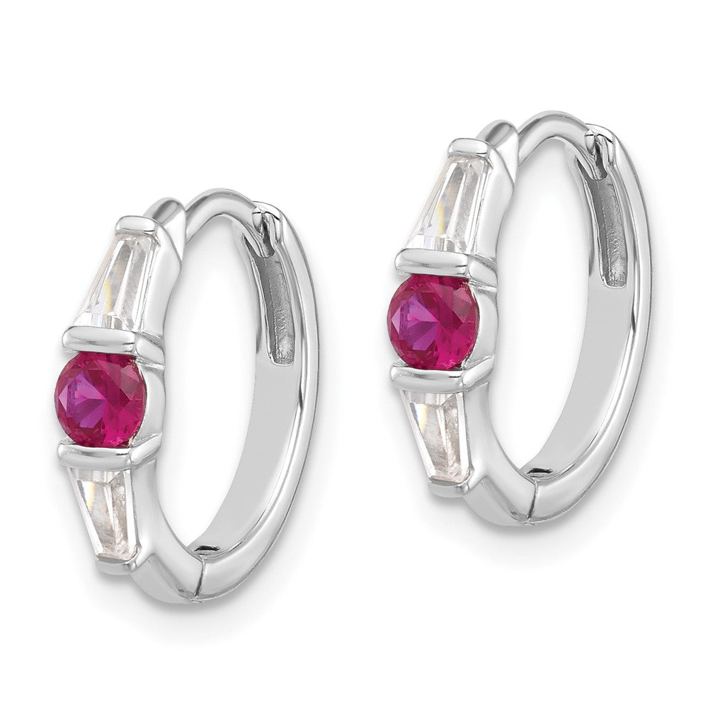 Sterlingsilber Rhodiniert Rot/white Zirkonia Klappbar Creolen