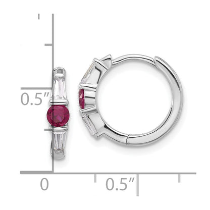 Sterlingsilber Rhodiniert Rot/white Zirkonia Klappbar Creolen