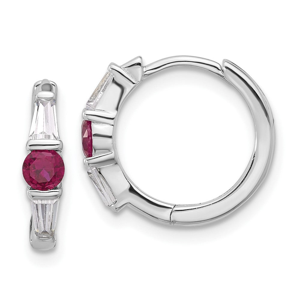 Sterlingsilber Rhodiniert Rot/white Zirkonia Klappbar Creolen