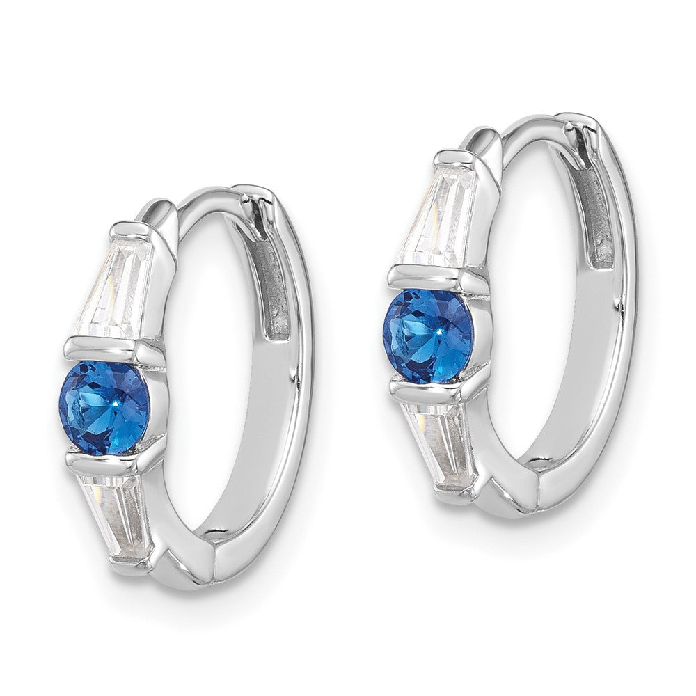Sterlingsilber Rhodiniert Blau Spinell und Zirkonia Klappbar Creolen