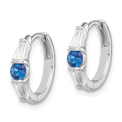 Sterlingsilber Rhodiniert Blau Spinell und Zirkonia Klappbar Creolen