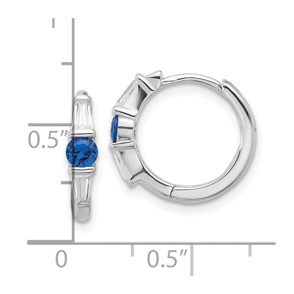 Sterlingsilber Rhodiniert Blau Spinell und Zirkonia Klappbar Creolen
