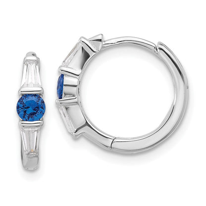 Sterlingsilber Rhodiniert Blau Spinell und Zirkonia Klappbar Creolen