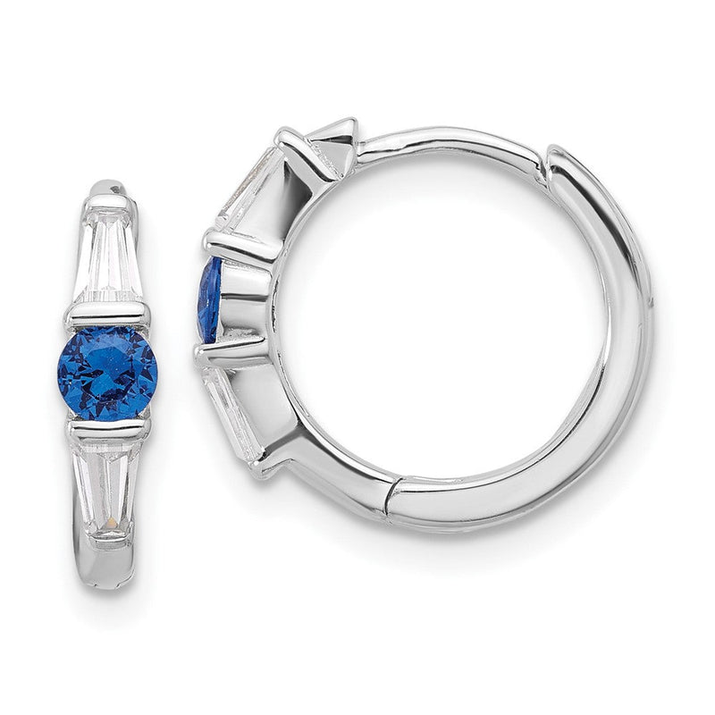 Sterlingsilber Rhodiniert Blau Spinell und Zirkonia Klappbar Creolen
