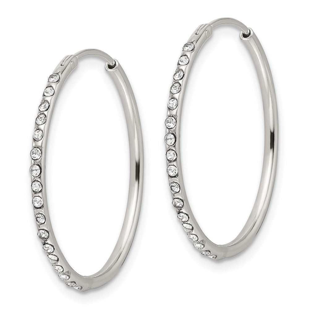Sterlingsilber Poliert Zirkonia Mittel Rund Endlos Creolen