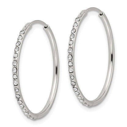 Sterlingsilber Poliert Zirkonia Mittel Rund Endlos Creolen