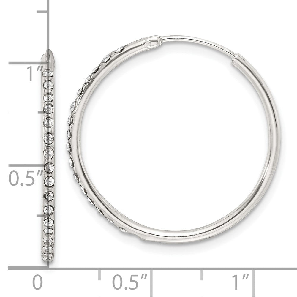 Sterlingsilber Poliert Zirkonia Mittel Rund Endlos Creolen