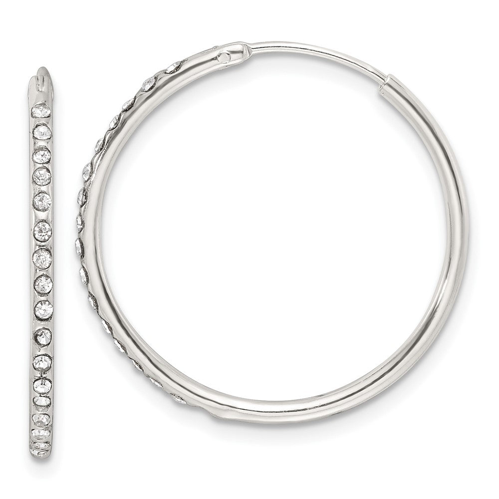 Sterlingsilber Poliert Zirkonia Mittel Rund Endlos Creolen