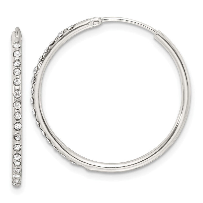 Sterlingsilber Poliert Zirkonia Mittel Rund Endlos Creolen