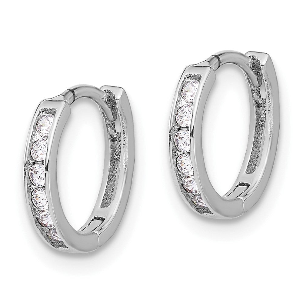 Sterlingsilber Rhodiniert 2mm Zirkonia Klappbar Creolen