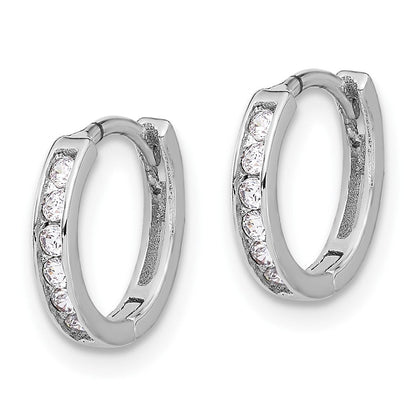 Sterlingsilber Rhodiniert 2mm Zirkonia Klappbar Creolen