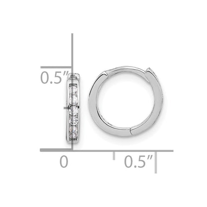 Sterlingsilber Rhodiniert 2mm Zirkonia Klappbar Creolen