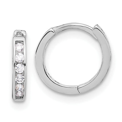 Sterlingsilber Rhodiniert 2mm Zirkonia Klappbar Creolen
