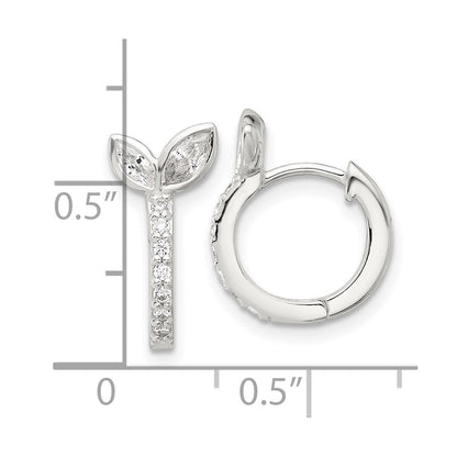 Sterlingsilber E-coated Zirkonia Blatt Klappbar Creolen