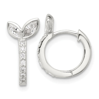 Sterlingsilber E-coated Zirkonia Blatt Klappbar Creolen