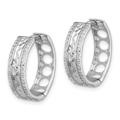 Sterlingsilber Rhodiniert Gehämmert Mittig Zirkonia 5.5mm Creolen