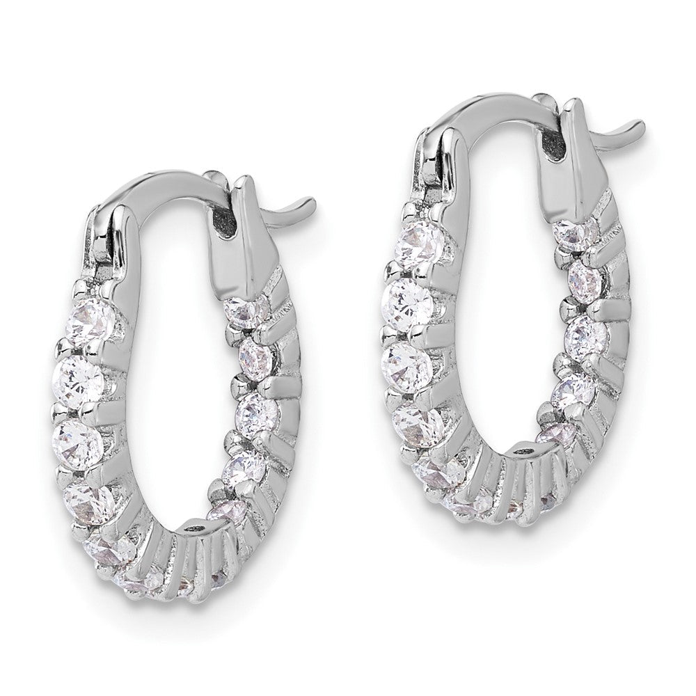 Sterlingsilber Rhodiniert 2mm Zirkonia In/out Creolen