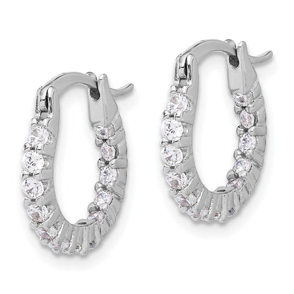 Sterlingsilber Rhodiniert 2mm Zirkonia In/out Creolen