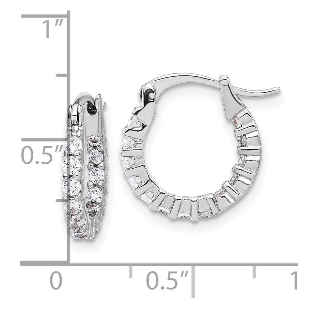 Sterlingsilber Rhodiniert 2mm Zirkonia In/out Creolen