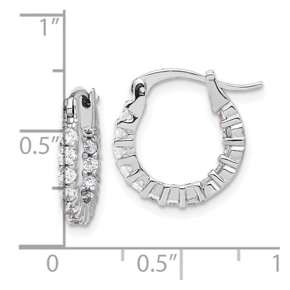 Sterlingsilber Rhodiniert 2mm Zirkonia In/out Creolen