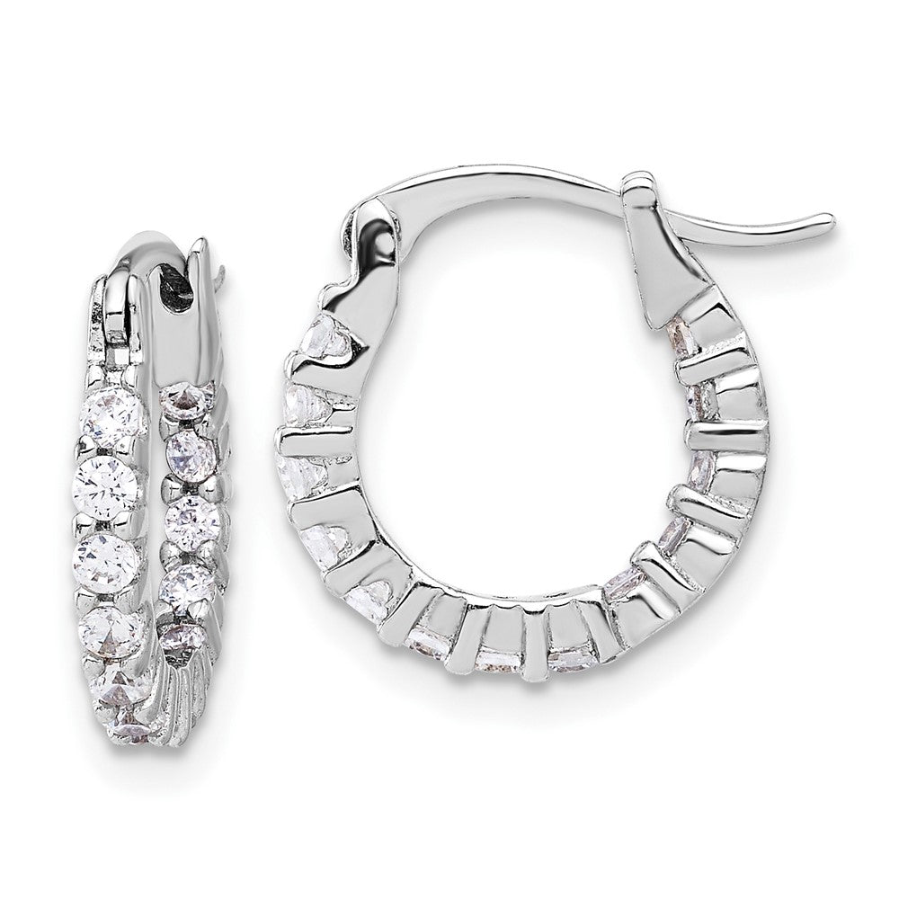 Sterlingsilber Rhodiniert 2mm Zirkonia In/out Creolen