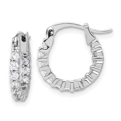 Sterlingsilber Rhodiniert 2mm Zirkonia In/out Creolen