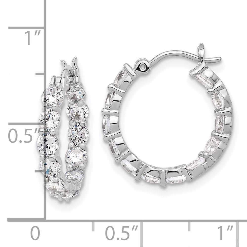 Sterlingsilber Rhodiniert in und Außen Zirkonia Creolen