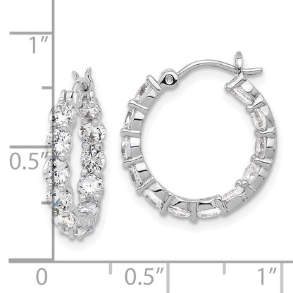 Sterlingsilber Rhodiniert in und Außen Zirkonia Creolen