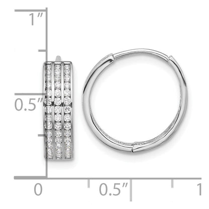 Sterlingsilber Rhodiniert 3 Reihe Zirkonia Klappbar Creolen