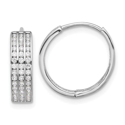 Sterlingsilber Rhodiniert 3 Reihe Zirkonia Klappbar Creolen