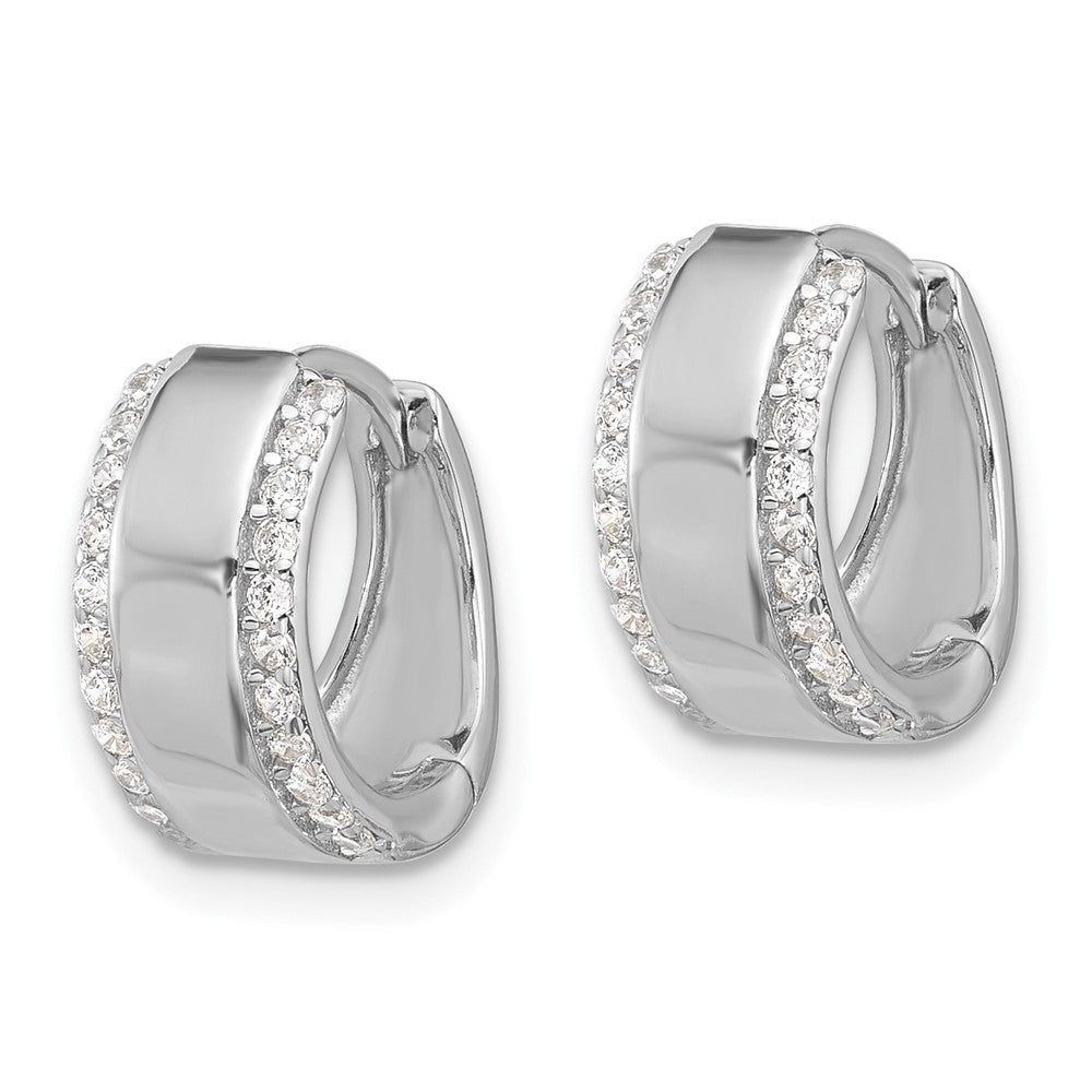 Sterlingsilber Rhodiniert Zirkonia Edged 6.25mm Klappbar Creolen