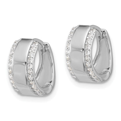 Sterlingsilber Rhodiniert Zirkonia Edged 6.25mm Klappbar Creolen