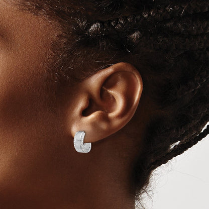 Sterlingsilber Rhodiniert Zirkonia Edged 6.25mm Klappbar Creolen
