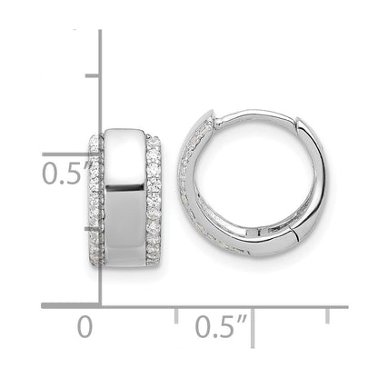 Sterlingsilber Rhodiniert Zirkonia Edged 6.25mm Klappbar Creolen