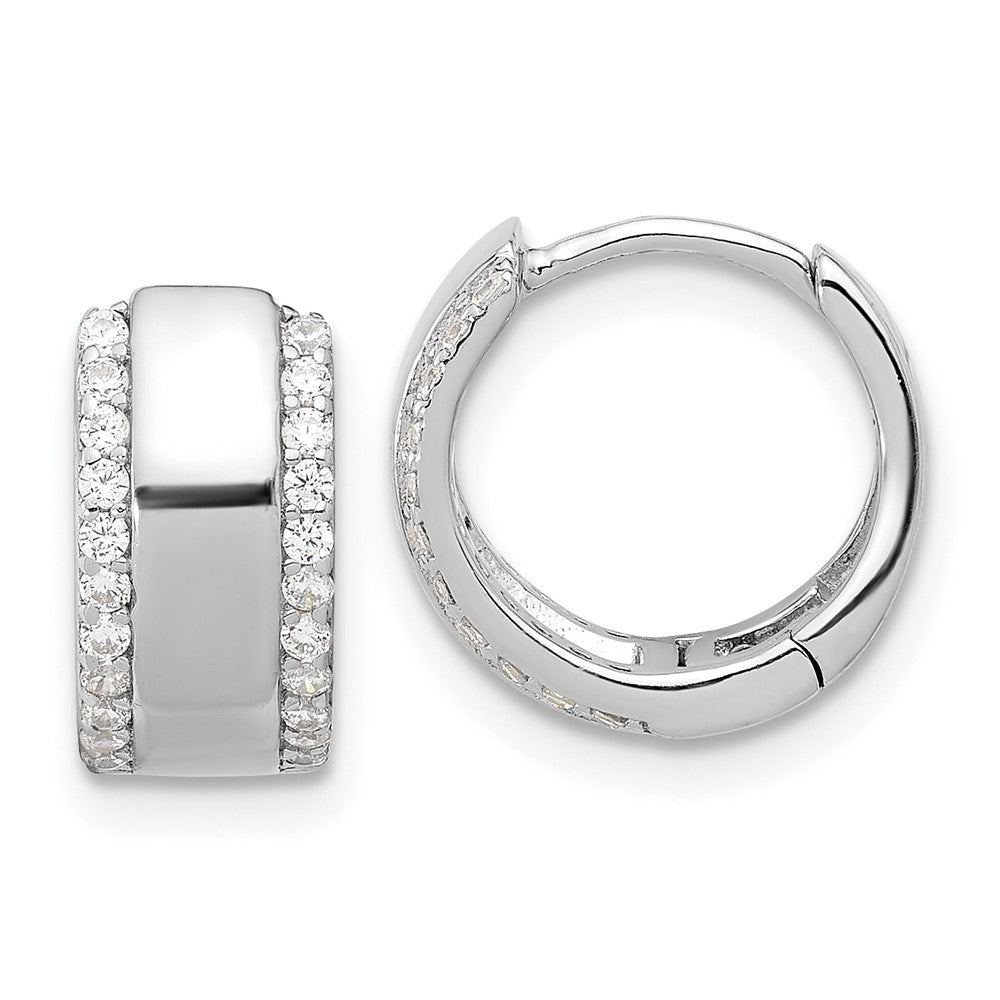 Sterlingsilber Rhodiniert Zirkonia Edged 6.25mm Klappbar Creolen