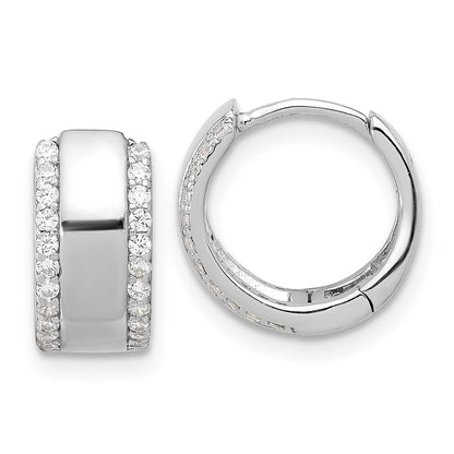 Sterlingsilber Rhodiniert Zirkonia Edged 6.25mm Klappbar Creolen