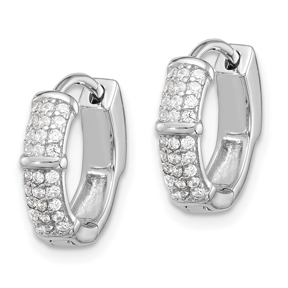 Sterlingsilber Rhodiniert 4mm Zirkonia Klappbar Huggie Creolen