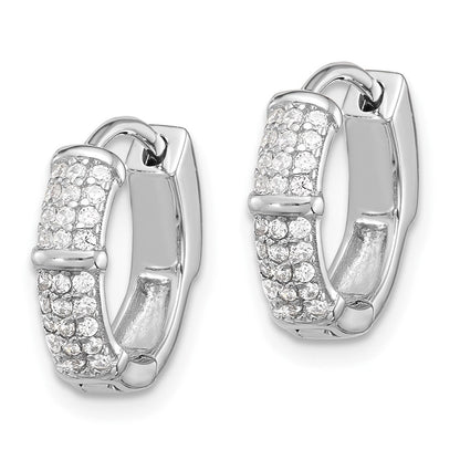 Sterlingsilber Rhodiniert 4mm Zirkonia Klappbar Huggie Creolen