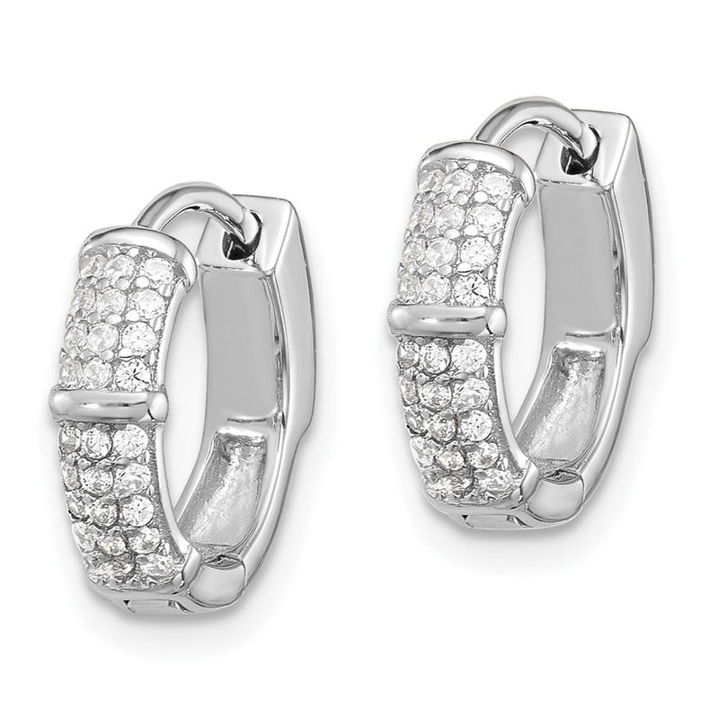 Sterlingsilber Rhodiniert 4mm Zirkonia Klappbar Huggie Creolen