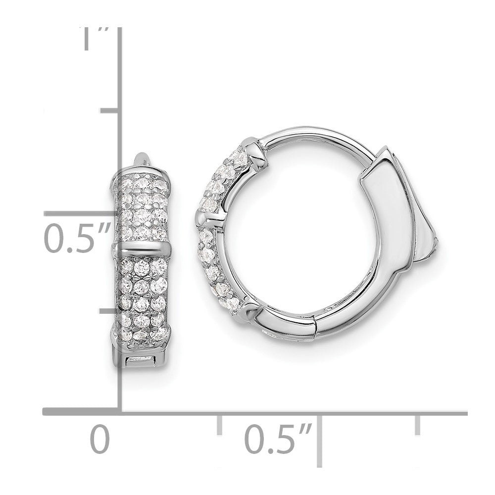 Sterlingsilber Rhodiniert 4mm Zirkonia Klappbar Huggie Creolen