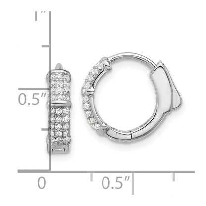 Sterlingsilber Rhodiniert 4mm Zirkonia Klappbar Huggie Creolen
