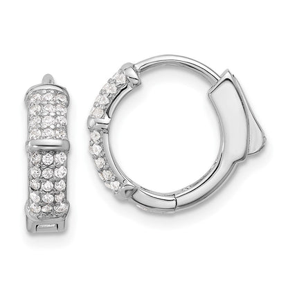 Sterlingsilber Rhodiniert 4mm Zirkonia Klappbar Huggie Creolen
