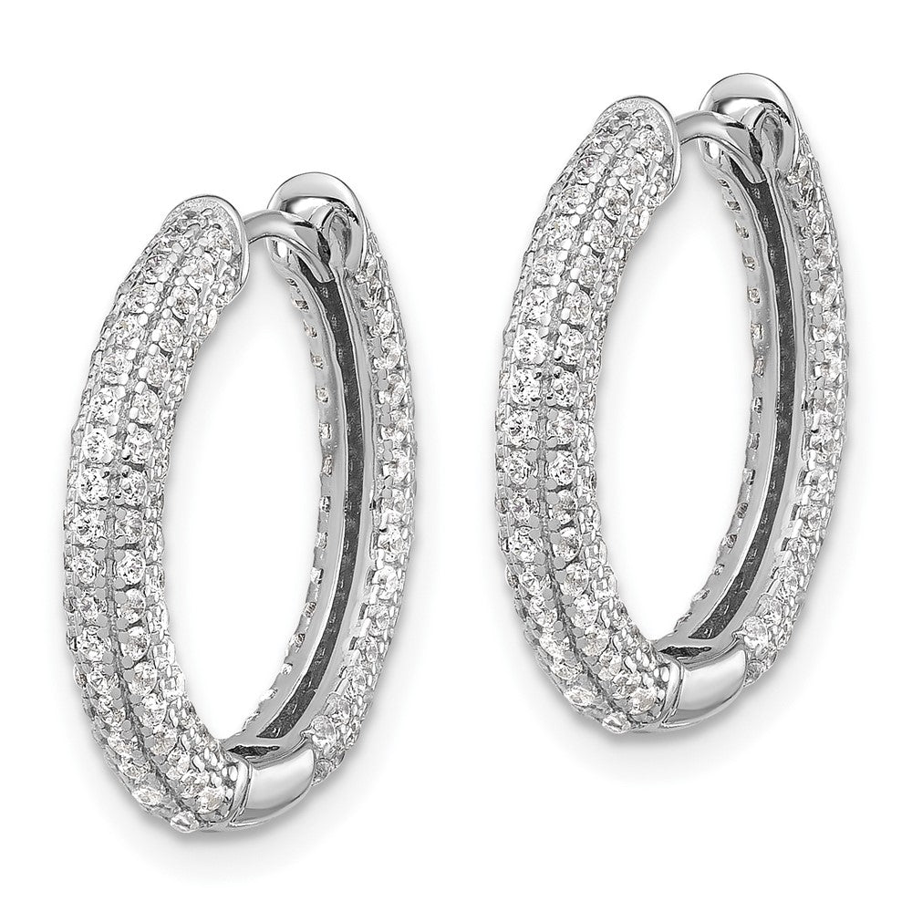 Sterlingsilber Rhodiniert Mikro Pavéé Zirkonia 3mm Klappbar Creolen