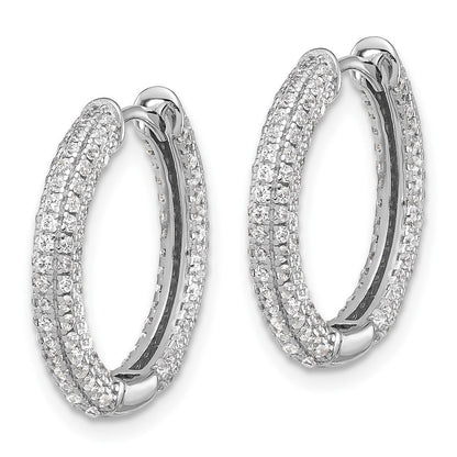 Sterlingsilber Rhodiniert Mikro Pavéé Zirkonia 3mm Klappbar Creolen