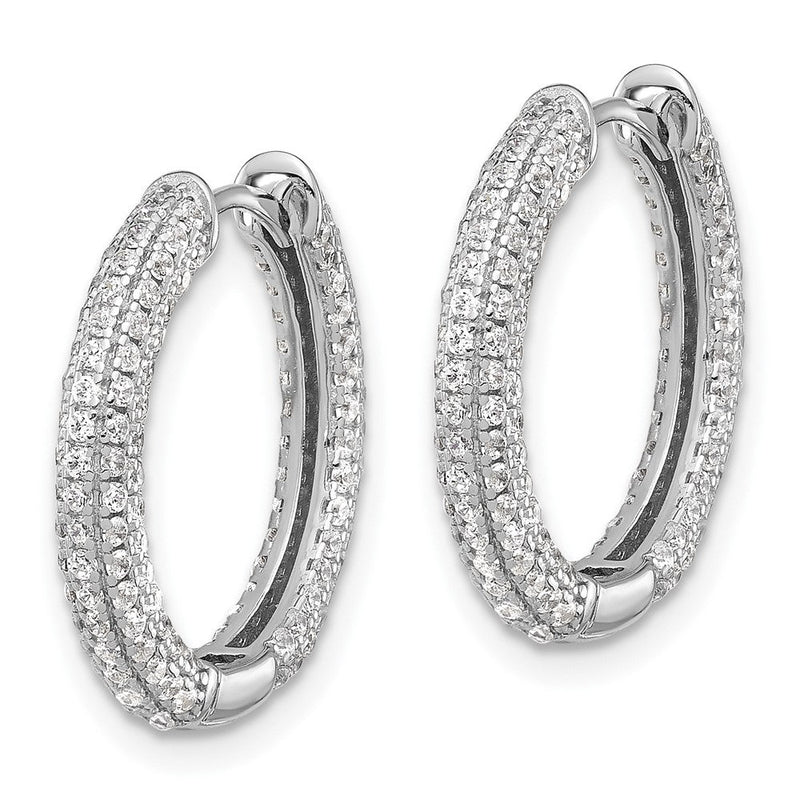 Sterlingsilber Rhodiniert Mikro Pavéé Zirkonia 3mm Klappbar Creolen