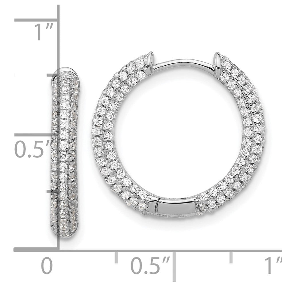 Sterlingsilber Rhodiniert Mikro Pavéé Zirkonia 3mm Klappbar Creolen